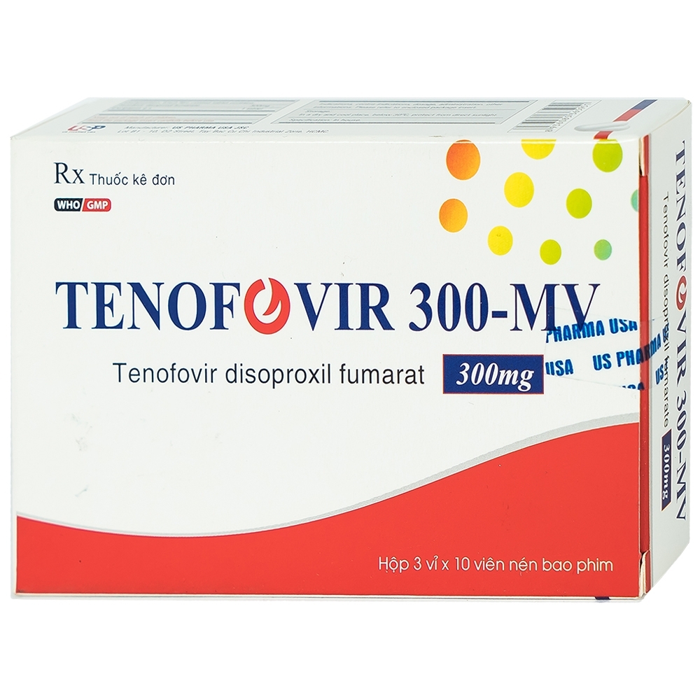 Hình ảnh Thuốc Tenofovir 300-MV US Pharma điều trị nhiễm HIV-1, dự phòng sau phơi nhiễm HIV (3 vỉ x 10 viên)