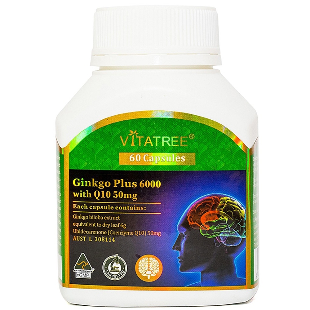 Hình ảnh Viên uống Ginkgo Plus 6000 With Q10 50mg Vitatree hỗ trợ cải thiện trí nhớ (60 viên)