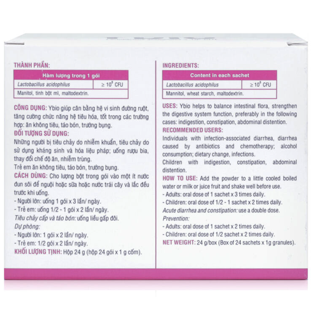Hình ảnh Cốm Ybio DHG Pharma cân bằng hệ vi sinh đường ruột, tăng cường chức năng hệ tiêu hóa (24 gói)