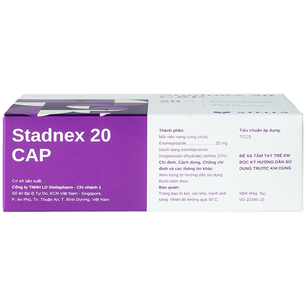 Hình ảnh Thuốc Stadnex 20 CAP Stella điều trị trào ngược dạ dày, thực quản (4 vỉ x 7 viên)