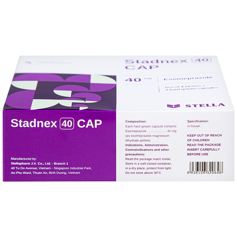 Hình ảnh Thuốc Stadnex 40 CAP Stella điều trị trào ngược dạ dày, thực quản (4 vỉ x 7 viên)