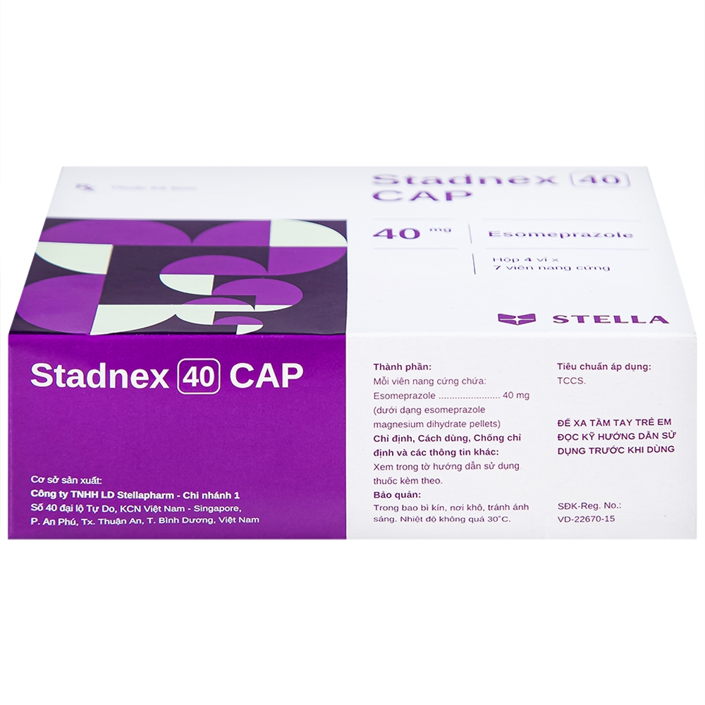 Hình ảnh Thuốc Stadnex 40 CAP Stella điều trị trào ngược dạ dày, thực quản (4 vỉ x 7 viên)