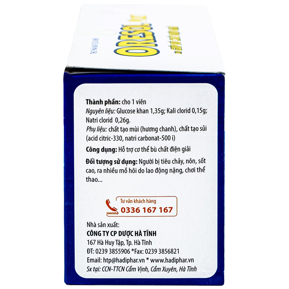 Hình ảnh Viên sủi Oresol Pluz Hadiphar giúp bù chất điện giải (10 viên)