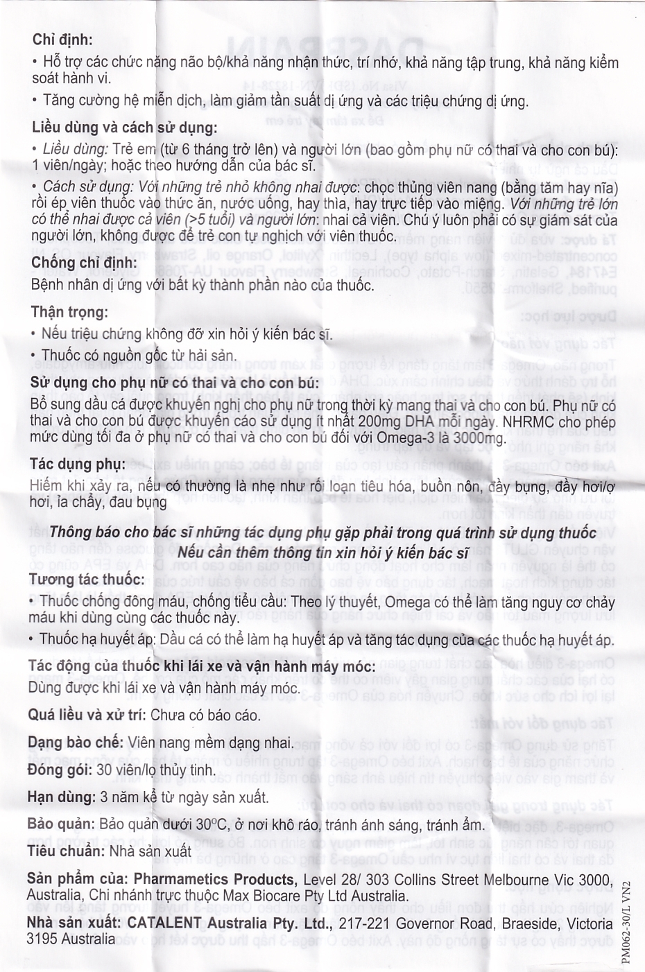 Hình ảnh Thuốc Dasbrain Pharmametics hỗ trợ các chức năng não bộ (30 viên)