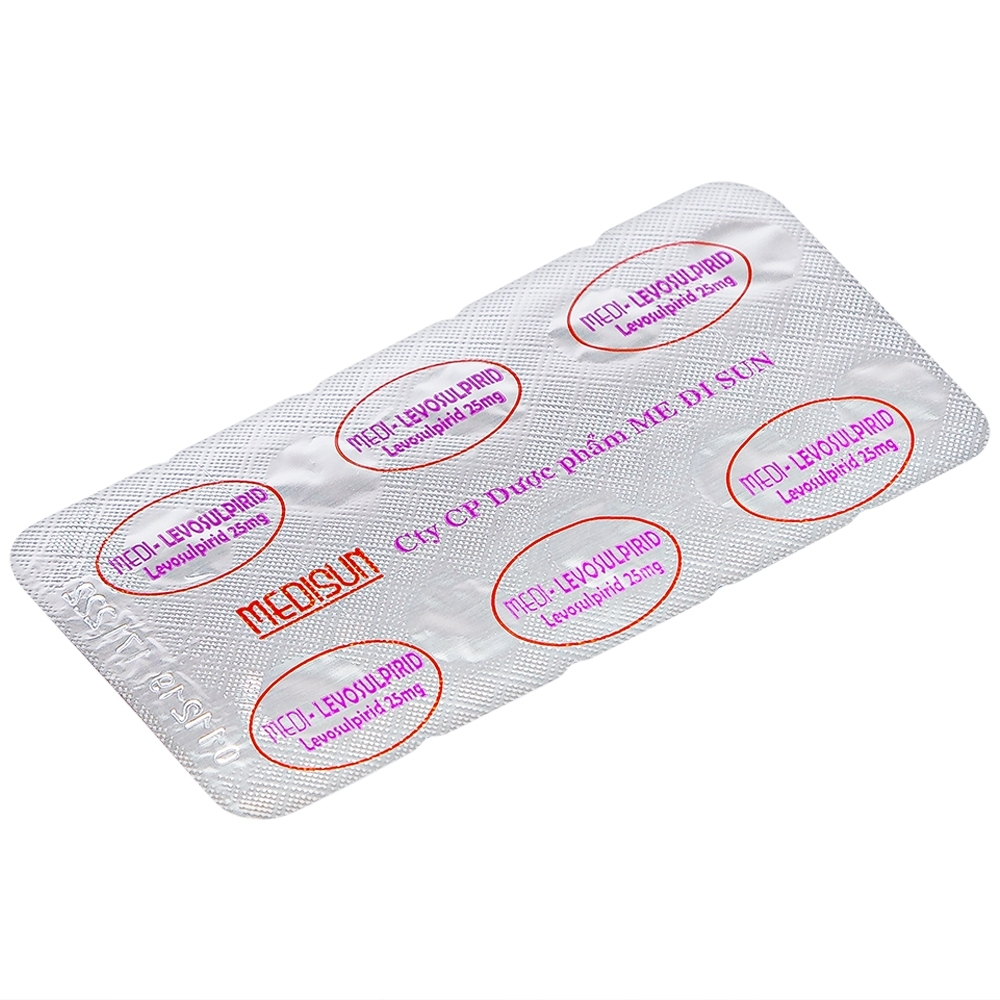 Hình ảnh Viên nén Medi-Levosulpirid 25mg Medisun điều trị tâm thần phân liệt cấp và mạn tính (3 vỉ x 10 viên)