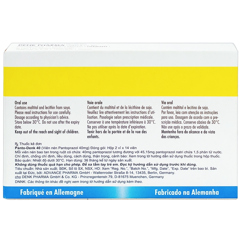 Hình ảnh Viên nén Panto-Denk 40 điều trị loét tá tràng, loét dạ dày (2 vỉ x 14 viên)