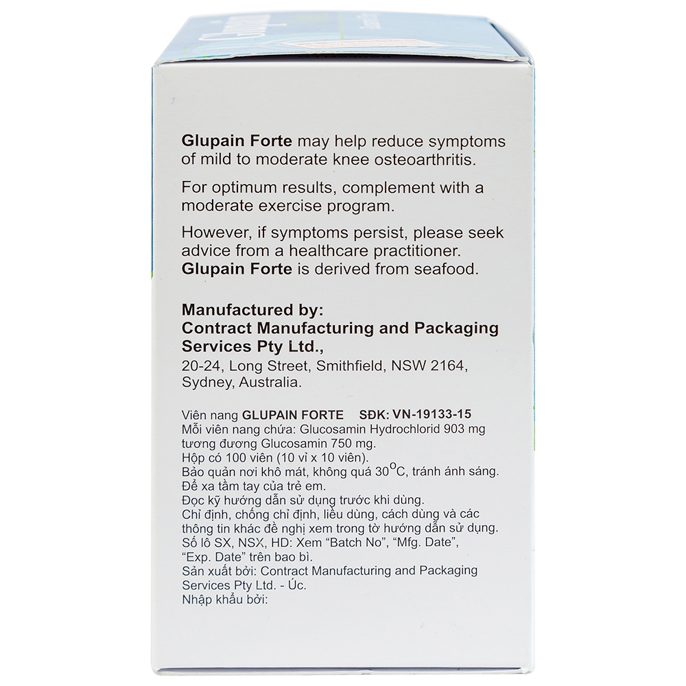Hình ảnh Thuốc Glupain Forte 750mg CMPS giảm thoái hoá khớp (10 vỉ x 10 viên)