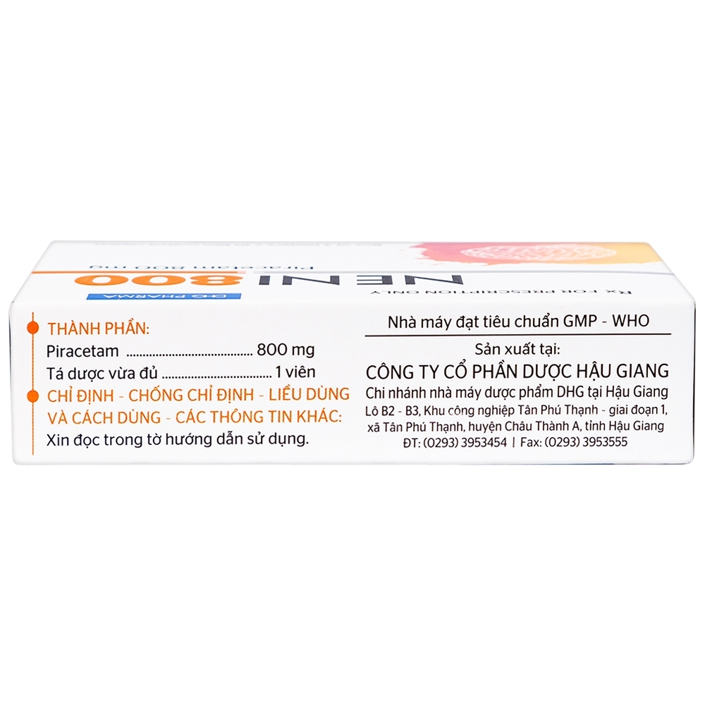 Hình ảnh Viên nén Neni 800 DHG điều trị triệu chứng chóng mặt, nhức đầu, mê sảng nặng (3 vỉ x 10 viên)