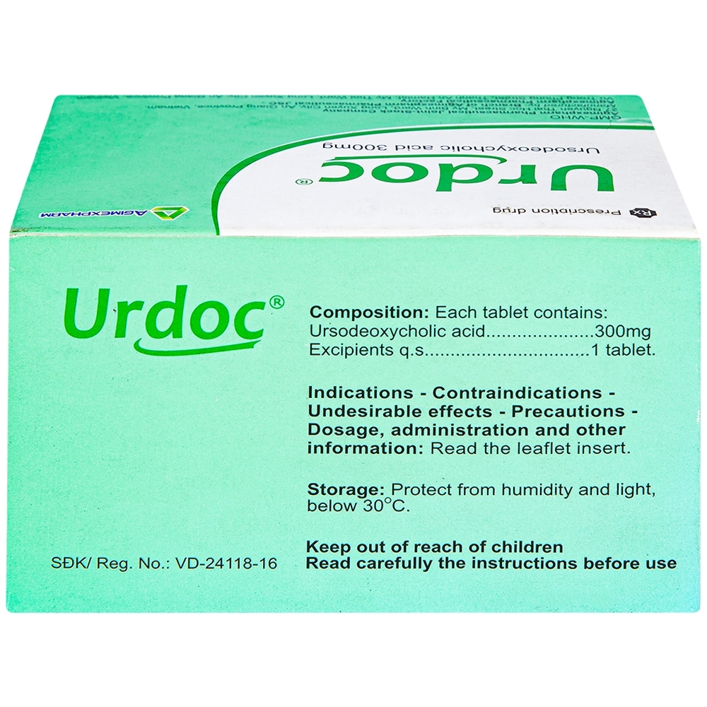 Hình ảnh Thuốc Urdoc 300mg Agimexpharm viêm túi mật mạn, viêm đường mật (8 vỉ x 10 viên)