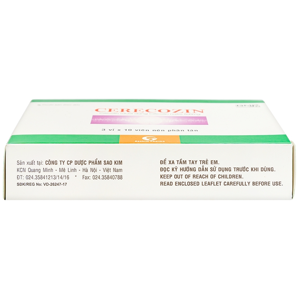 Hình ảnh Thuốc Cerecozin 500mg Sao Kim hỗ trợ cải thiện trí nhớ (3 vỉ x 10 viên)