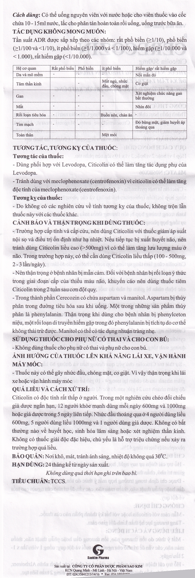 Hình ảnh Thuốc Cerecozin 500mg Sao Kim hỗ trợ cải thiện trí nhớ (3 vỉ x 10 viên)