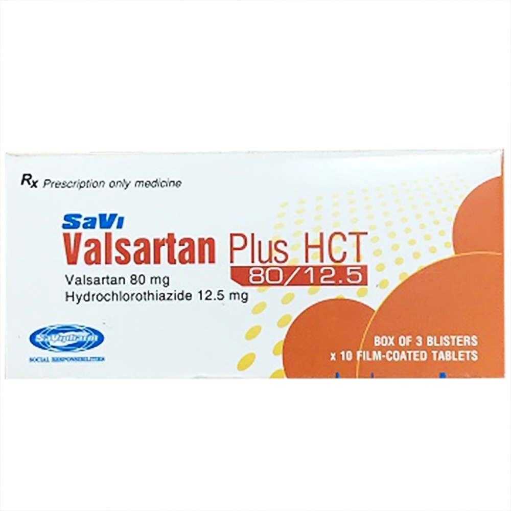 Hình ảnh Thuốc Savi Valsartan Plus HCT 80/12.5 điều trị tăng huyết áp (3 vỉ x 10 viên)