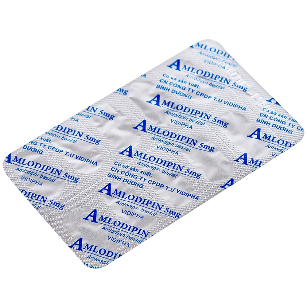 Hình ảnh Thuốc Amlodipin 5mg Vidipha điều trị tăng huyết áp, đau thắt ngực (3 vỉ x 10 viên)