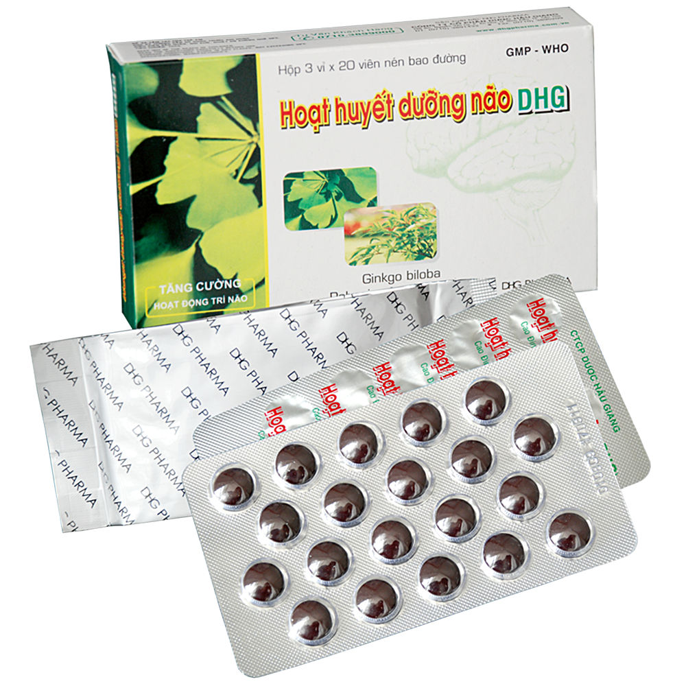 Hình ảnh Viên uống Hoạt Huyết Dưỡng Não DHG điều trị rối loạn tuần hoàn não (3 vỉ x 20 viên)