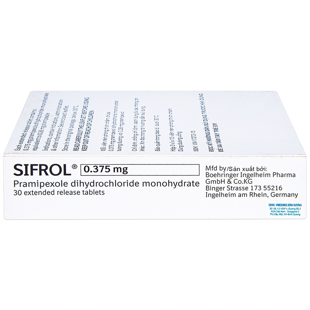 Hình ảnh Thuốc Sifrol 0.375mg Boehringer điều trị bệnh parkinson (3 vỉ x 10 viên)