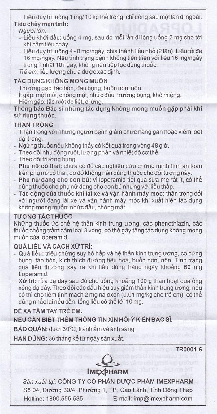 Hình ảnh Viên nang cứng Lopradium 2mg Imexpharm điều trị tiêu chảy cấp, bù nước và chất điện giải (10 vỉ x 10 viên)