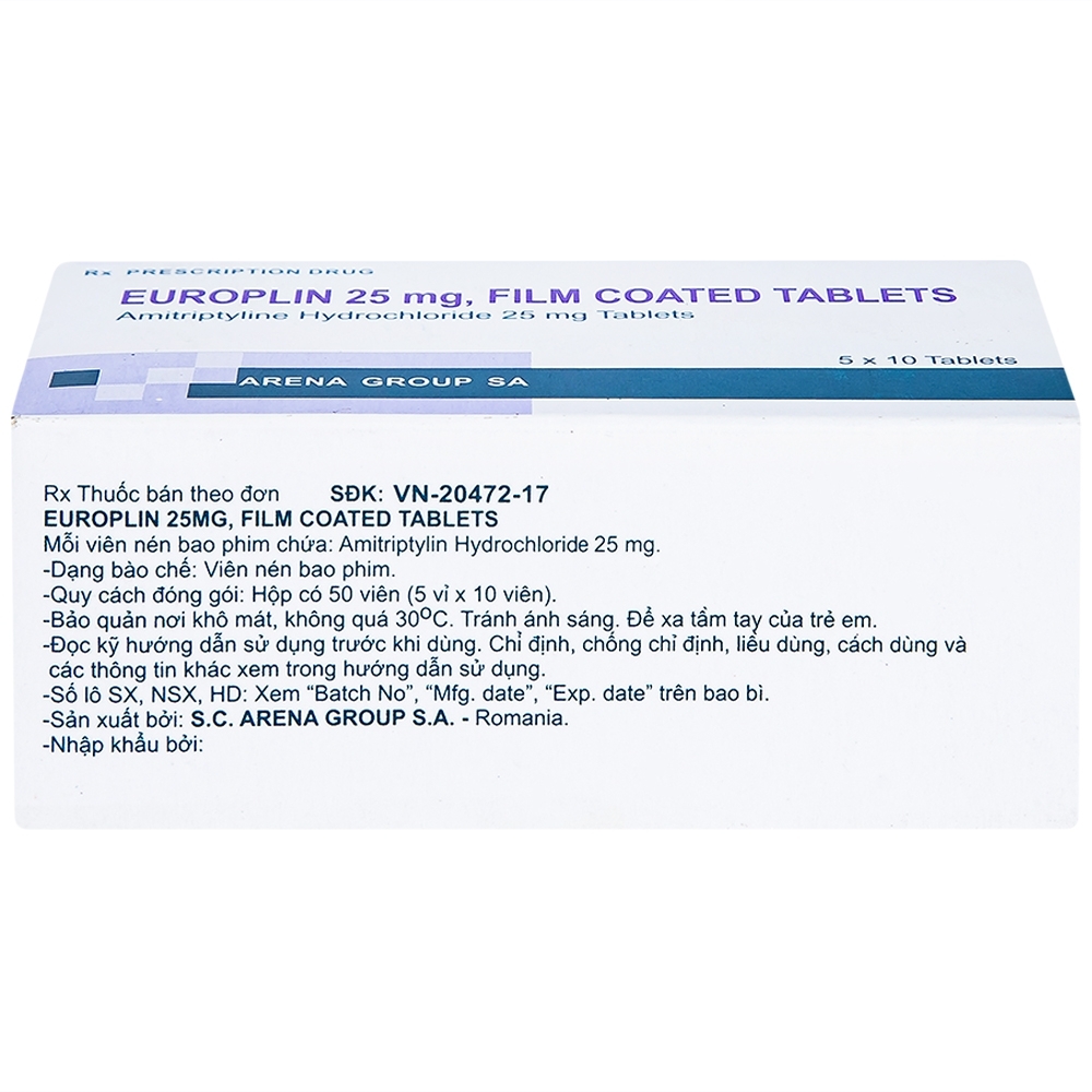 Hình ảnh Thuốc Europlin 25mg điều trị trầm cảm (5 vỉ x 10 viên)