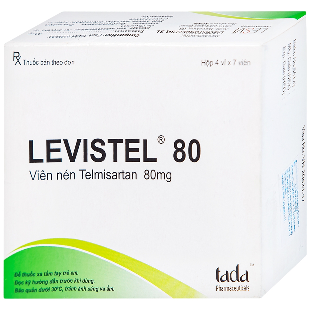 Hình ảnh Viên nén Levistel 80 Tada Pharma điều trị tăng huyết áp, suy tim (4 vỉ x 7 viên)
