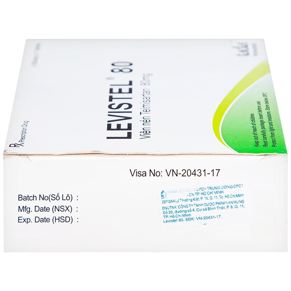 Hình ảnh Viên nén Levistel 80 Tada Pharma điều trị tăng huyết áp, suy tim (4 vỉ x 7 viên)