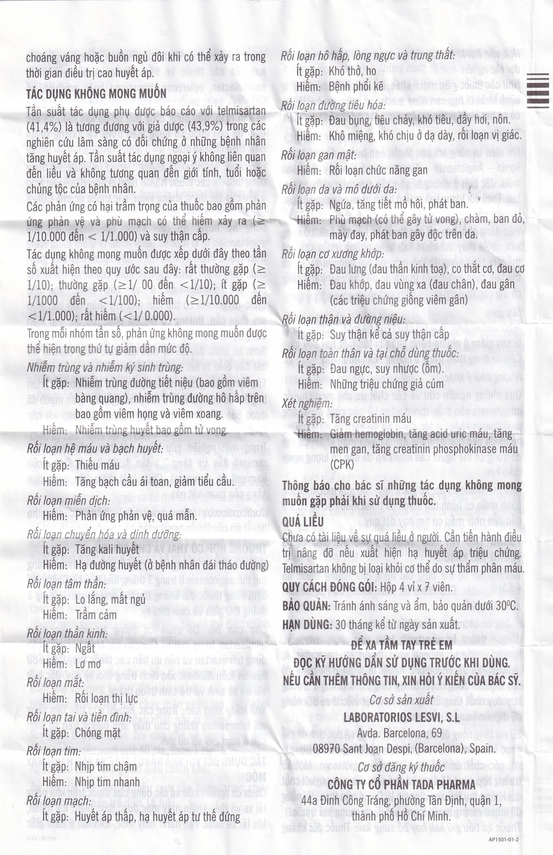 Hình ảnh Viên nén Levistel 80 Tada Pharma điều trị tăng huyết áp, suy tim (4 vỉ x 7 viên)