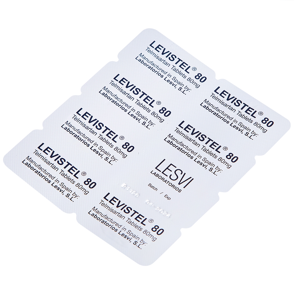 Hình ảnh Viên nén Levistel 80 Tada Pharma điều trị tăng huyết áp, suy tim (4 vỉ x 7 viên)