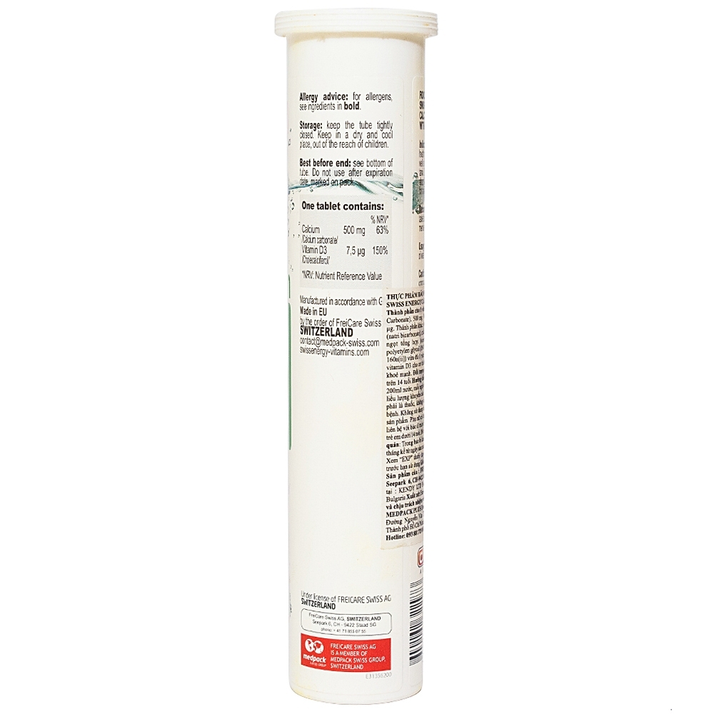 Hình ảnh Viên sủi Calcium Ca + Vitamin D3 Swiss Energy hỗ trợ xương và răng phát triển khỏe mạnh (20 viên)