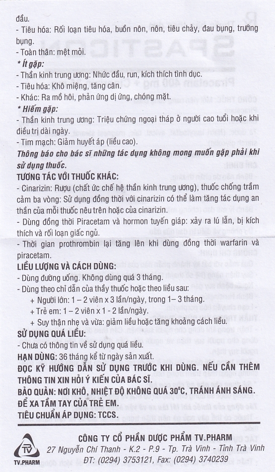 Hình ảnh Thuốc Spasticon TV.Pharm điều trị bệnh não do chấn thương (6 vỉ x 10 viên)