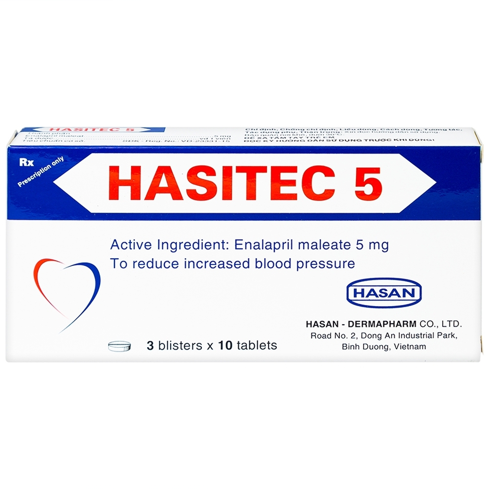 Hình ảnh Thuốc Hasitec 5 Hasan điều trị tăng huyết áp, suy tim (3 vỉ x 10 viên)