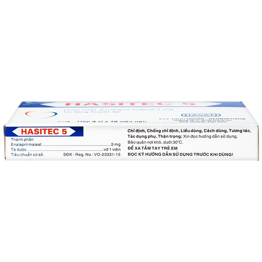 Hình ảnh Thuốc Hasitec 5 Hasan điều trị tăng huyết áp, suy tim (3 vỉ x 10 viên)