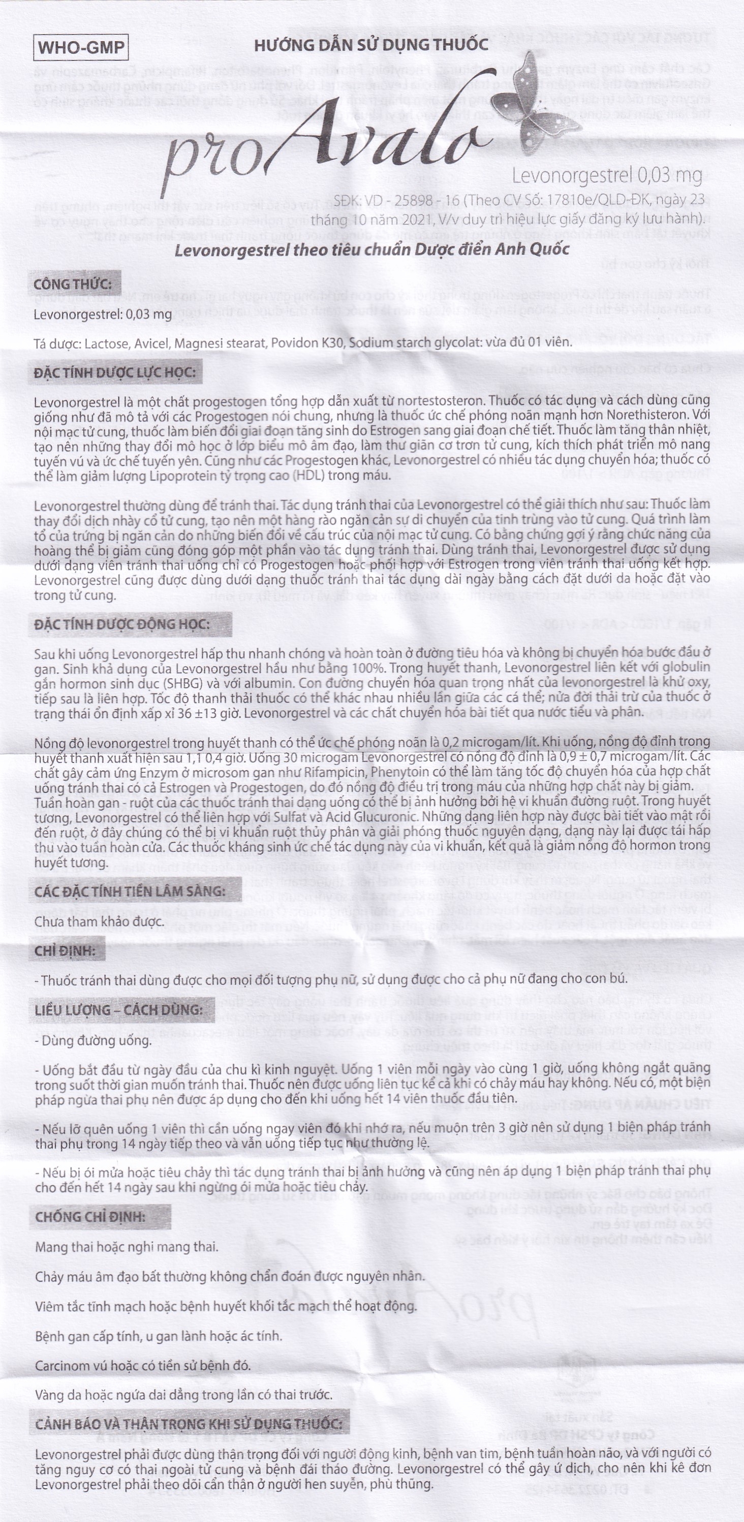 Hình ảnh Thuốc proAvalo 0.03mg Babiophar tránh thai hằng ngày (1 vỉ x 28 viên)
