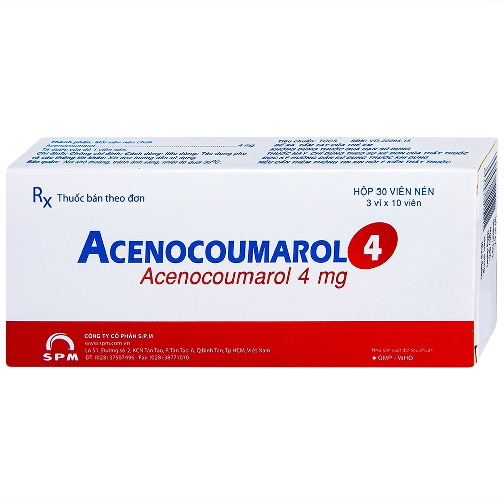 Hình ảnh Thuốc Acenocoumarol 4 SPM điều trị và ngăn ngừa bệnh nghẽn mạch (3 vỉ x 10 viên)