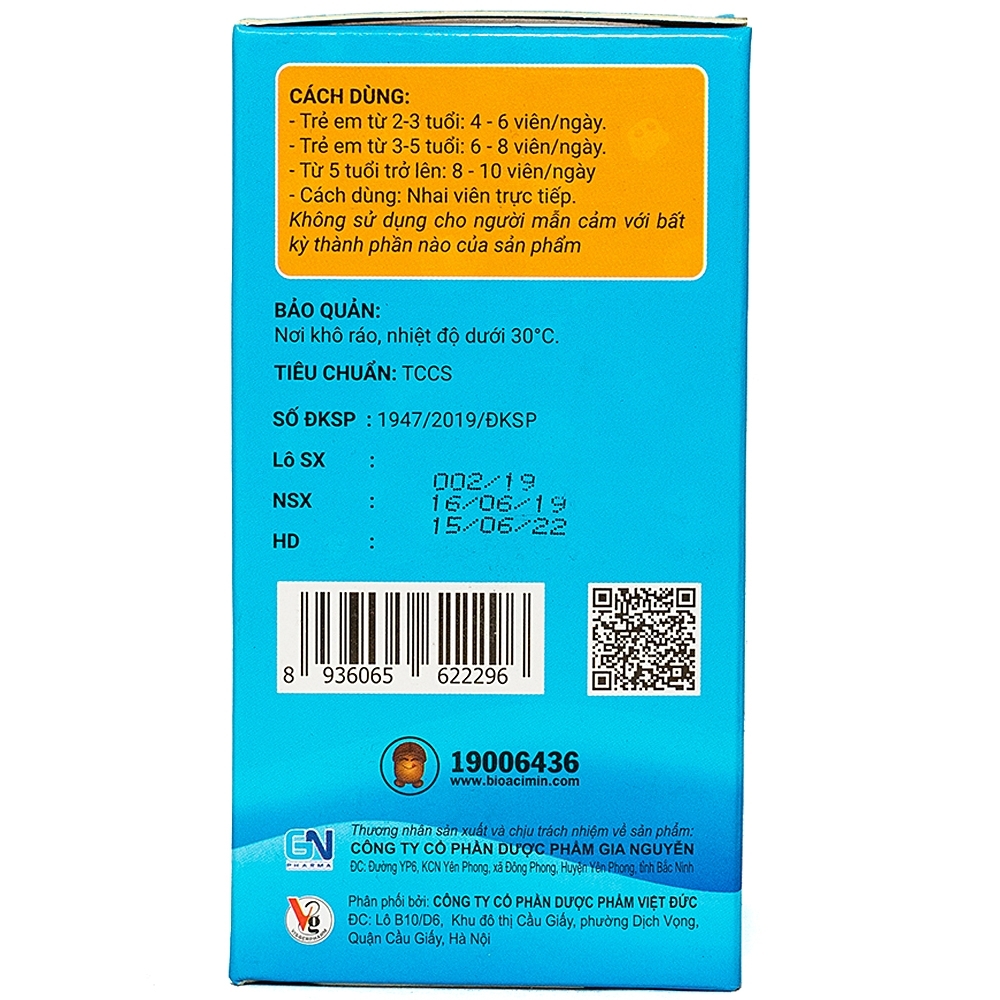 Hình ảnh Viên nhai Bio-Acimin Chew Gia Nguyễn giúp bổ sung lợi khuẩn và vi chất (60 viên)