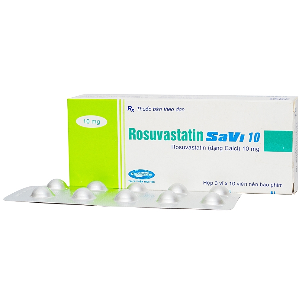 Hình ảnh Thuốc Rosuvastatin Savi 10 điều trị tăng cholesterol máu nguyên phát (3 vỉ x 10 viên)