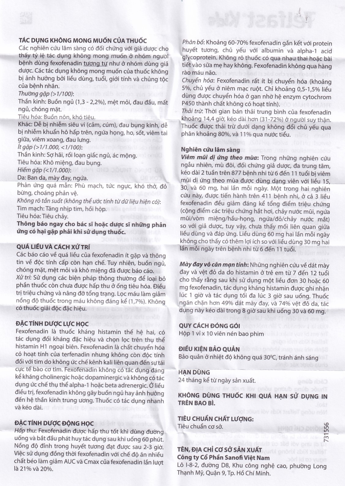 Hình ảnh Thuốc Telfast Kids 30mg Sanofi điều trị viêm mũi dị ứng, mày đay cho trẻ em (1 vỉ x 10 viên)