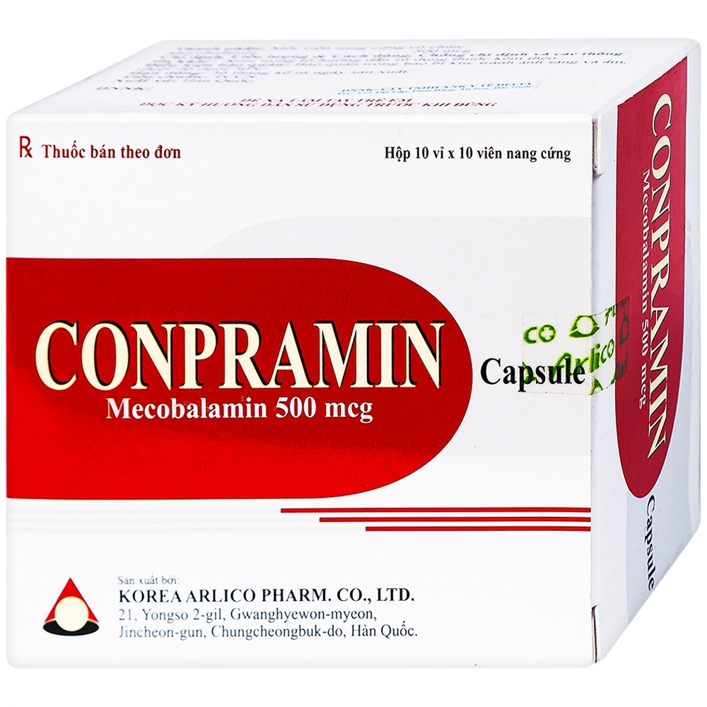 Hình ảnh Thuốc Conpramin 500mcg Arlico điều trị bệnh lý thần kinh ngoại biên (10 vỉ x 10 viên)
