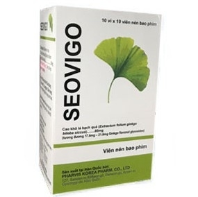 Hình ảnh Thuốc Seovigo Pharvis điều trị rối loạn tuần hoàn não và ngoại biên (10 vỉ x 10 viên)
