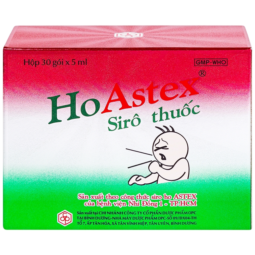Hình ảnh Siro HoAstex OPC điều trị ho, giảm ho trong viêm họng, viêm phế quản (30 gói x 5ml)