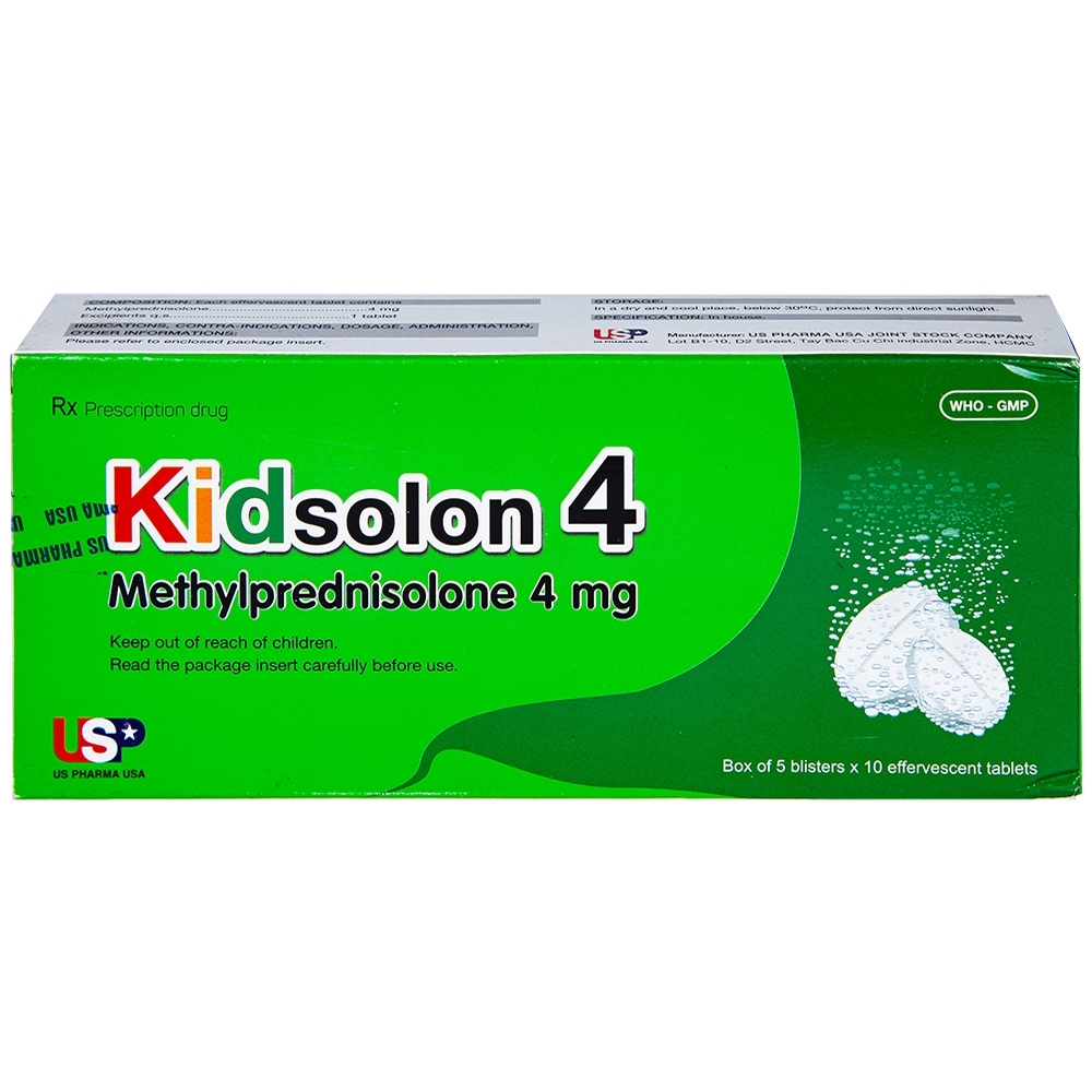 Hình ảnh Viên sủi Kidsolon 4 USP chống viêm, chống dị ứng, ức chế miễn dịch (5 vỉ x 10 viên)