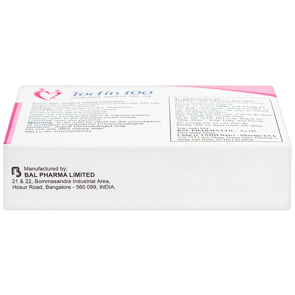Hình ảnh Thuốc Torfin 100mg Bal Pharma điều trị các tình trạng rối loạn cương dương (1 vỉ x 4 viên)