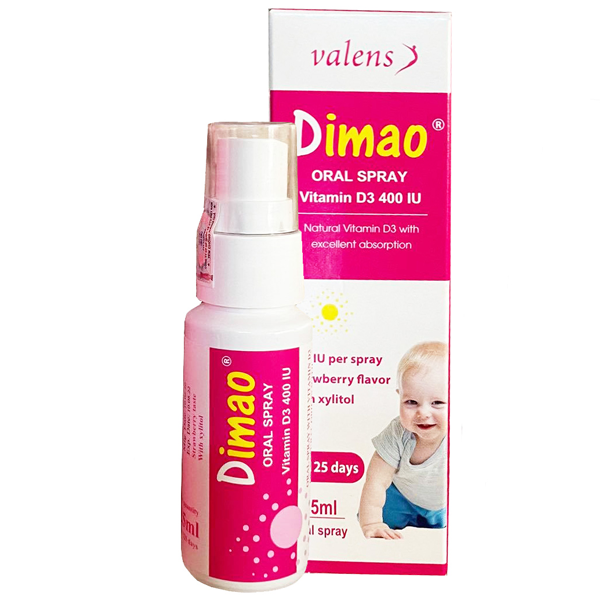 Hình ảnh Dung dịch xịt họng Dimao Baby Valens bổ sung vitamin D3, hỗ trợ phát triển chiều cao (25ml)