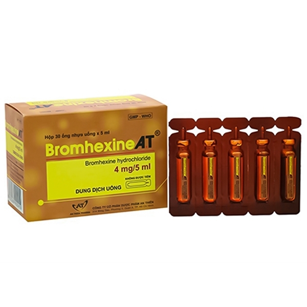 Hình ảnh Dung dịch uống Bromhexine AT 4mg/5ml loãng đờm trong nhiễm khuẩn đường hô hấp (30 ống x 10ml)