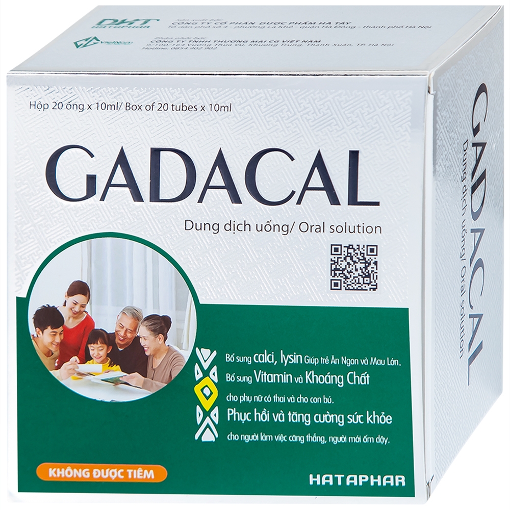 Hình ảnh Dung dịch uống Gadacal Hà Tây bổ sung Calci, Lysin và các Vitamin (20 ống x 10ml)