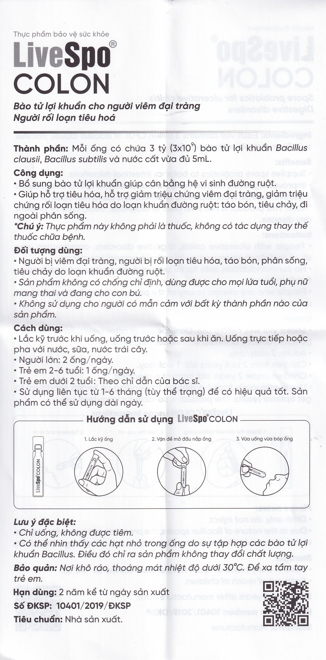 Hình ảnh Dung dịch LiveSpo Colon bổ sung vi sinh vật có lợi, kích thích và tăng cường tiêu hóa (20 ống x 5ml)