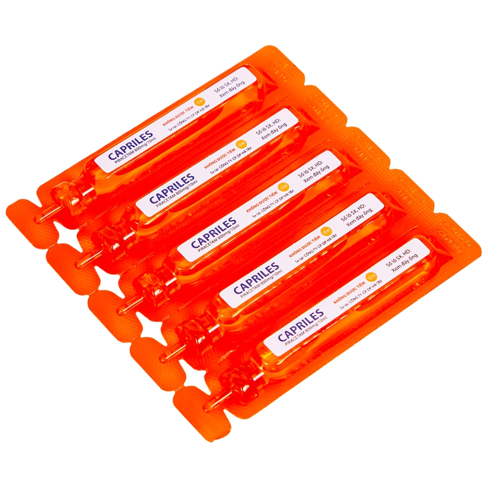 Hình ảnh Thuốc Capriles 800mg/10ml Hà Tây điều trị rung giật cơ, thiếu máu não (20 ống x 10ml)