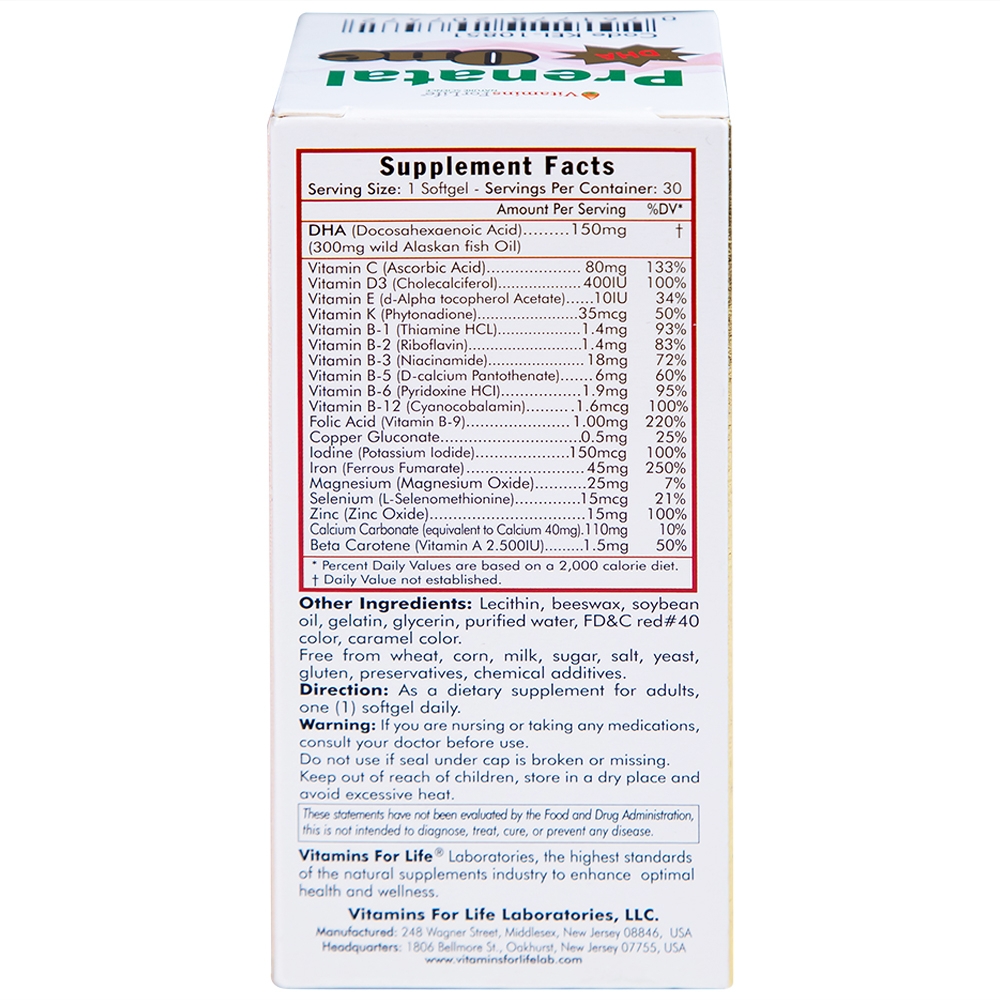 Hình ảnh Viên uống Prenatal One Vitamins For Life cung cấp DHA, Vitamin và khoáng chất thiết yếu (30 viên)