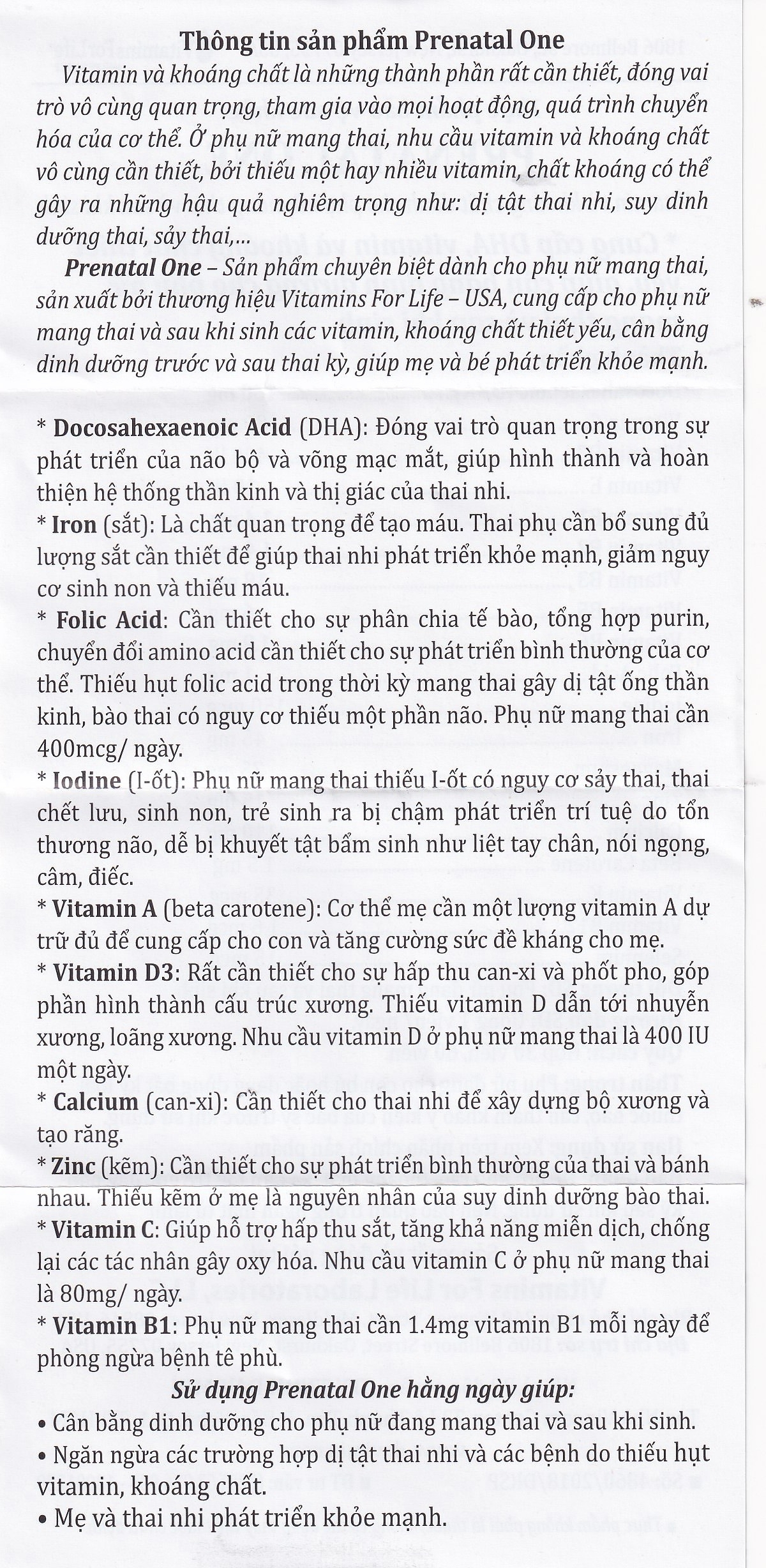 Hình ảnh Viên uống Prenatal One Vitamins For Life cung cấp DHA, Vitamin và khoáng chất thiết yếu (30 viên)