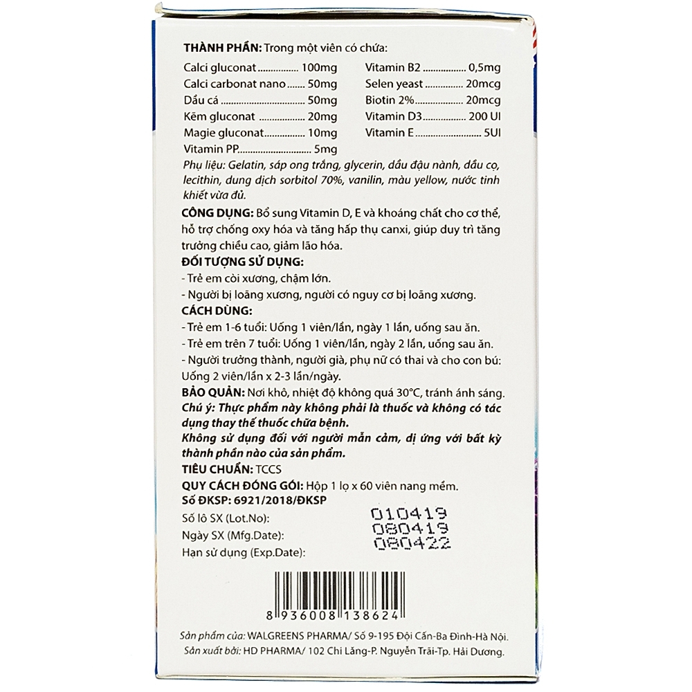 Hình ảnh Viên uống Calcium Plus Puri bổ sung vitamin D, E và khoáng chất, chống oxy hóa (60 viên)