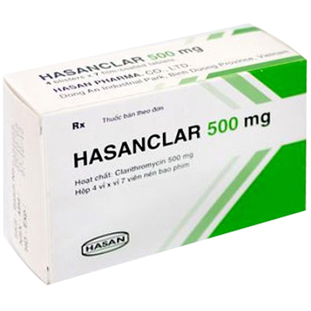 Hình ảnh Thuốc Hasanclar 500mg Hasan điều trị nhiễm khuẩn (4 vỉ x 7 viên)