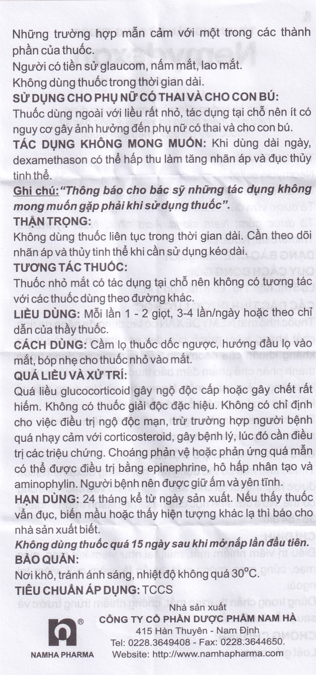 Hình ảnh Thuốc nhỏ mắt mũi tai Nemydexan Nam Hà điều trị viêm kết mạc, viêm mũi, viêm tai ngoài (8ml)