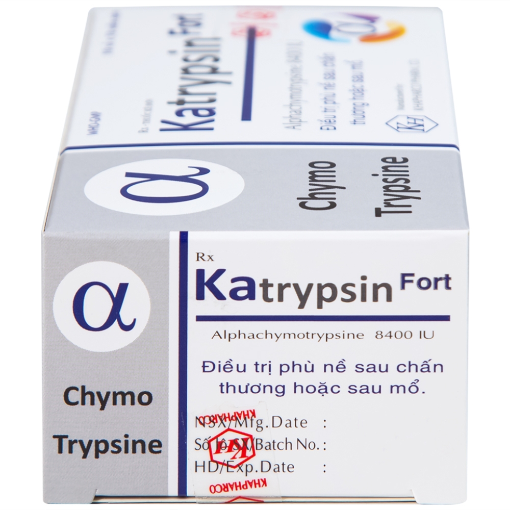 Hình ảnh Viên nén Katrypsin Fort 8400IU Khapharco điều trị phù nề sau chấn thương, sau mổ (10 vỉ x 10 viên)